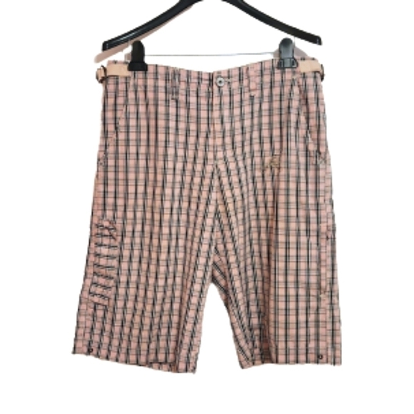 With Love Scotch & Soda Plaid Fly Front Bermuda Cotton Mens Shorts Pink Medium - Picture 1 of 12
